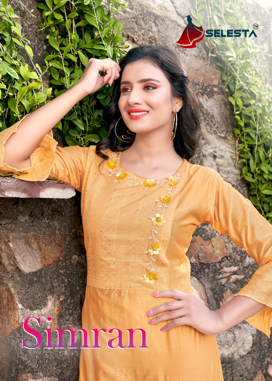 selesta simran chanderi innovative style kurti catalog