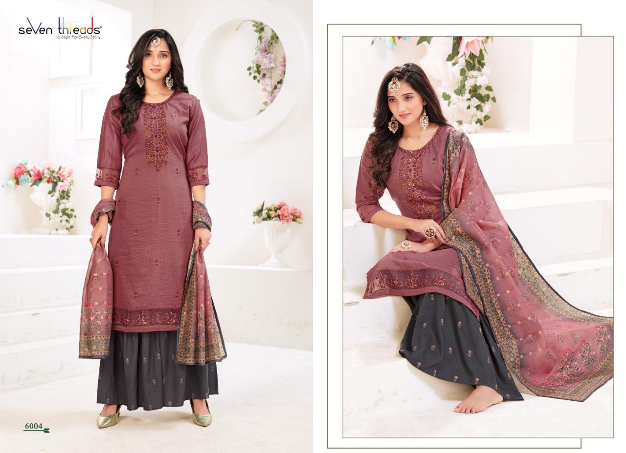 seven threads fiesta viscose silk beautiful look top bottom with dupatta catalog