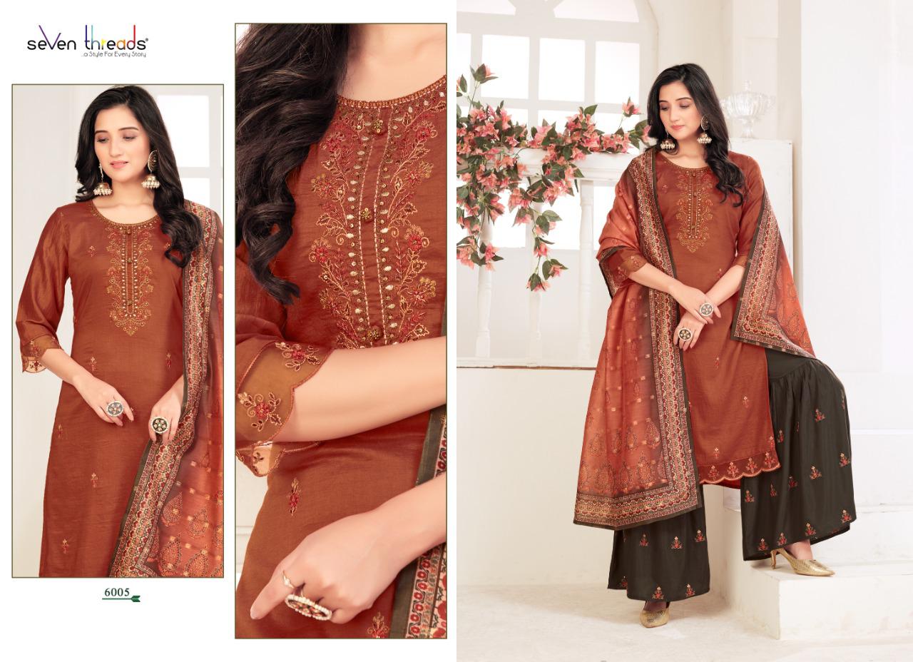 seven threads fiesta viscose silk beautiful look top bottom with dupatta catalog