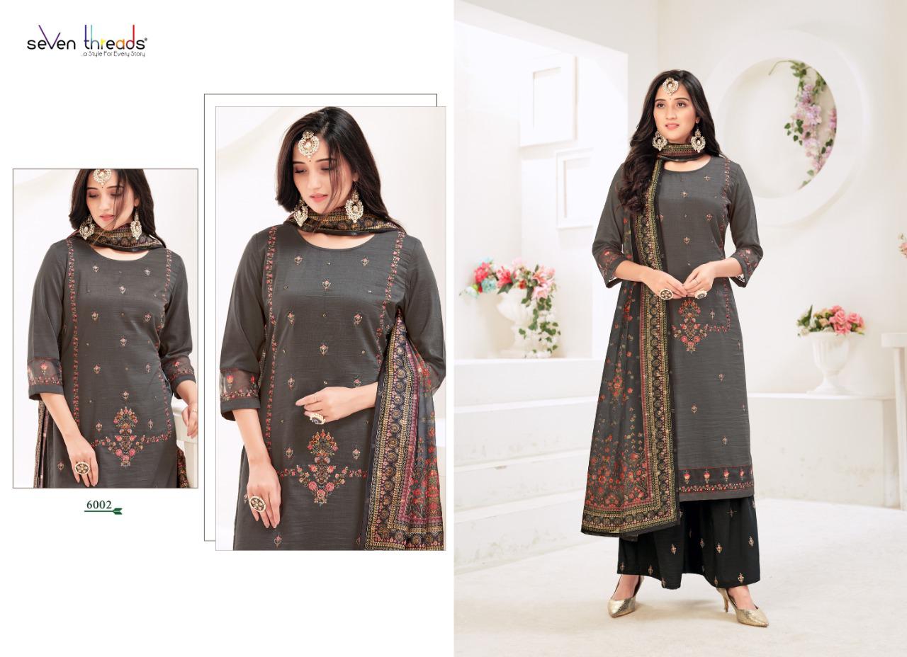 seven threads fiesta viscose silk beautiful look top bottom with dupatta catalog