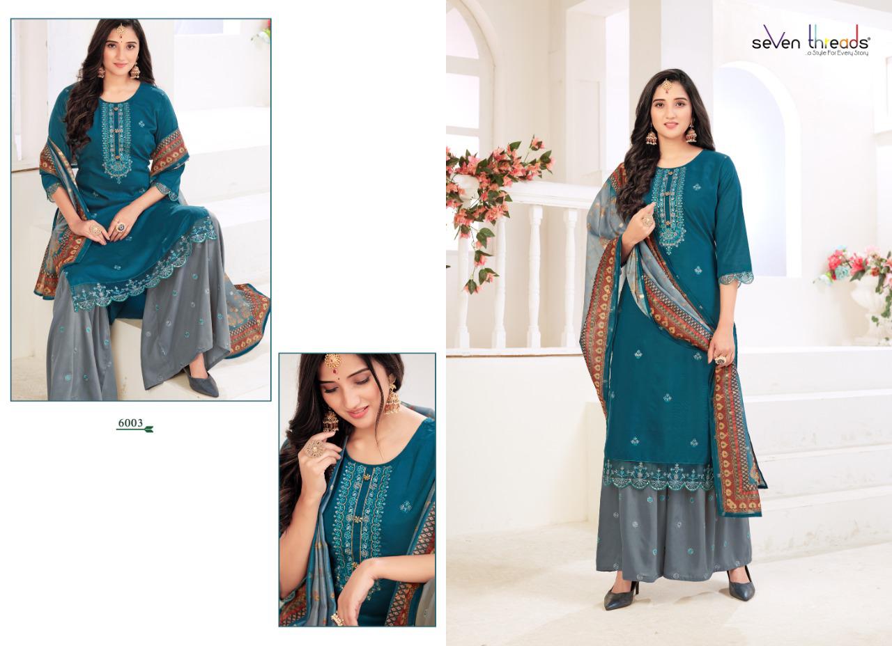 seven threads fiesta viscose silk beautiful look top bottom with dupatta catalog