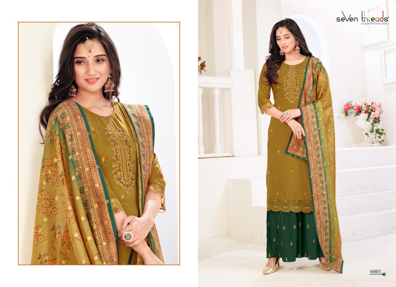 seven threads fiesta viscose silk beautiful look top bottom with dupatta catalog