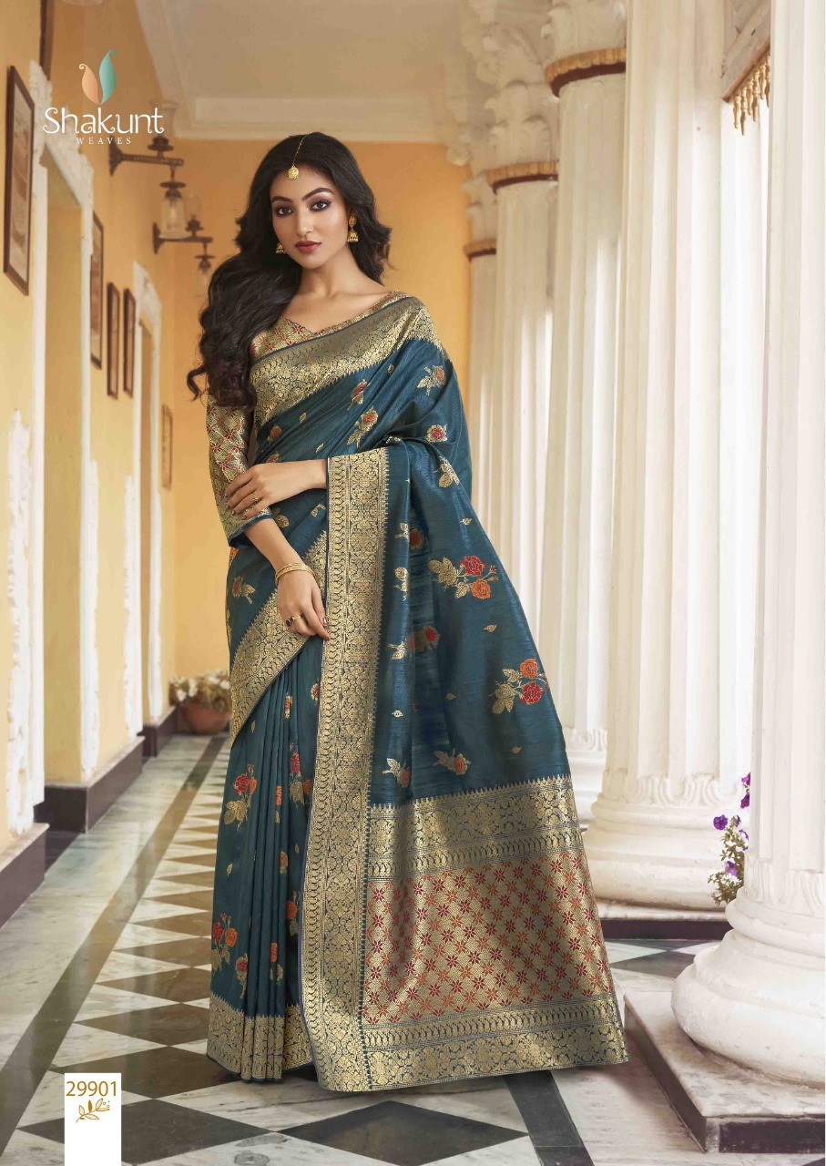 shakunt weaves rudrakshi silk attractive look saree catalog