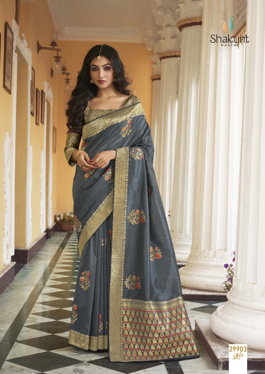 shakunt weaves rudrakshi silk attractive look saree catalog