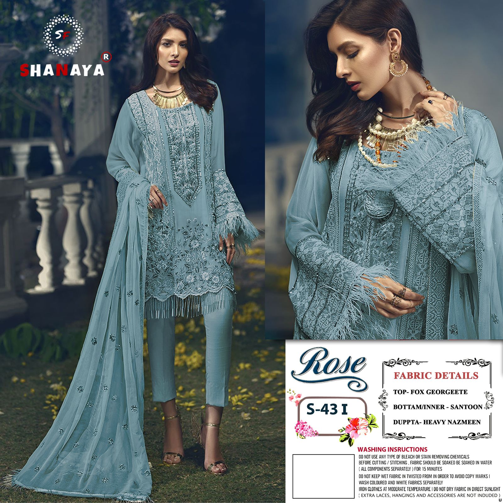 shanaya fashion rose s 43 edition 3 georgete gorgious look salwar suit catalog