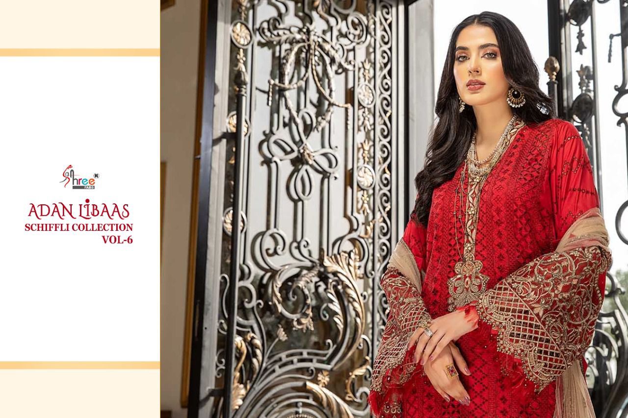 shree fab adan libaas schiffli collection vol 6 pure lawn cotton authentic fabrics salwar suit catalog