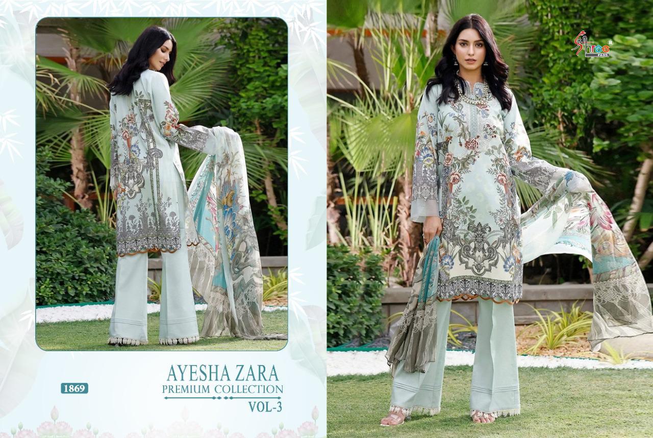 shree fab ayesha zara premium collection vol 3 cotton elegant look salwar suit siffon dupatta catalog