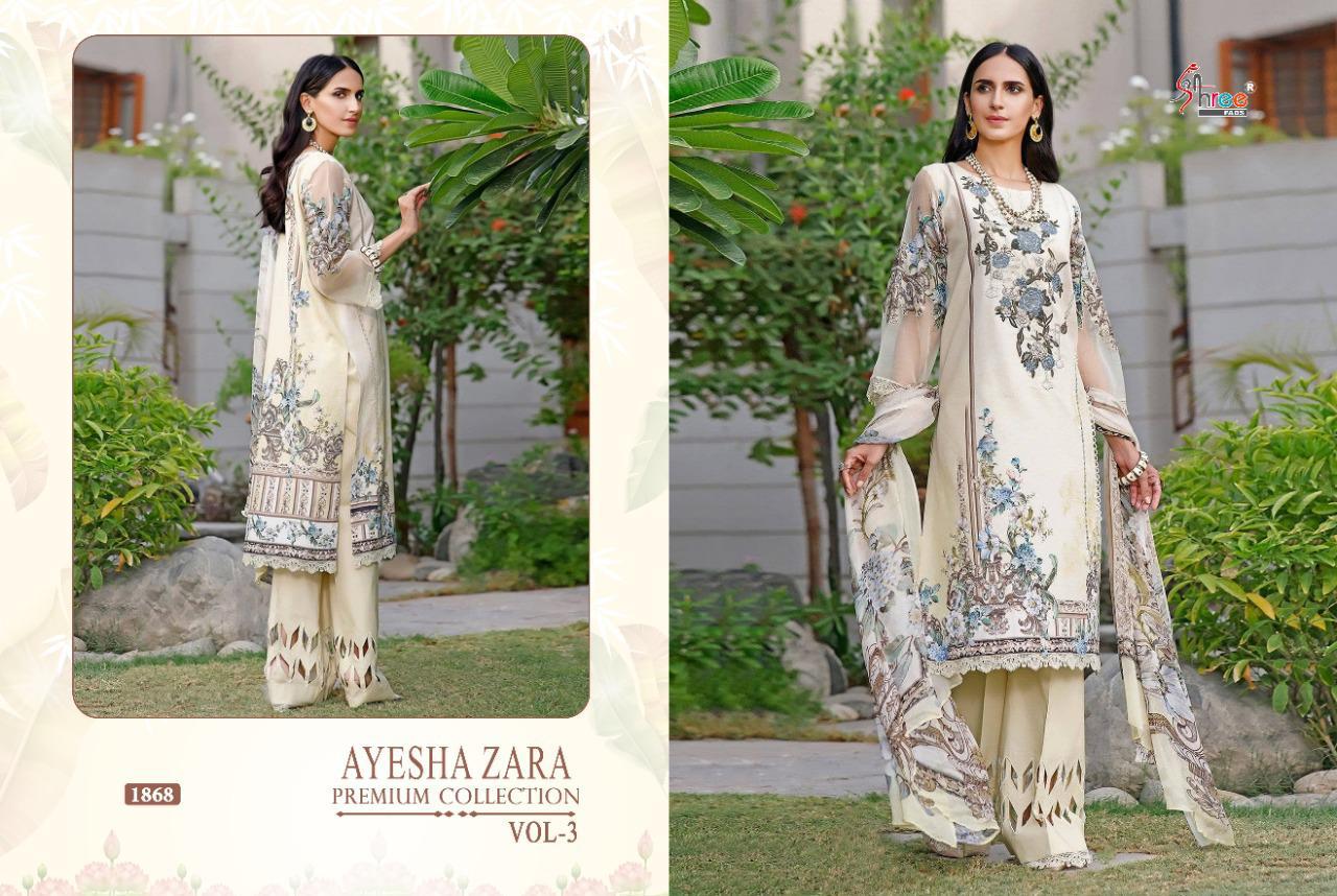 shree fab ayesha zara premium collection vol 3 cotton elegant look salwar suit siffon dupatta catalog