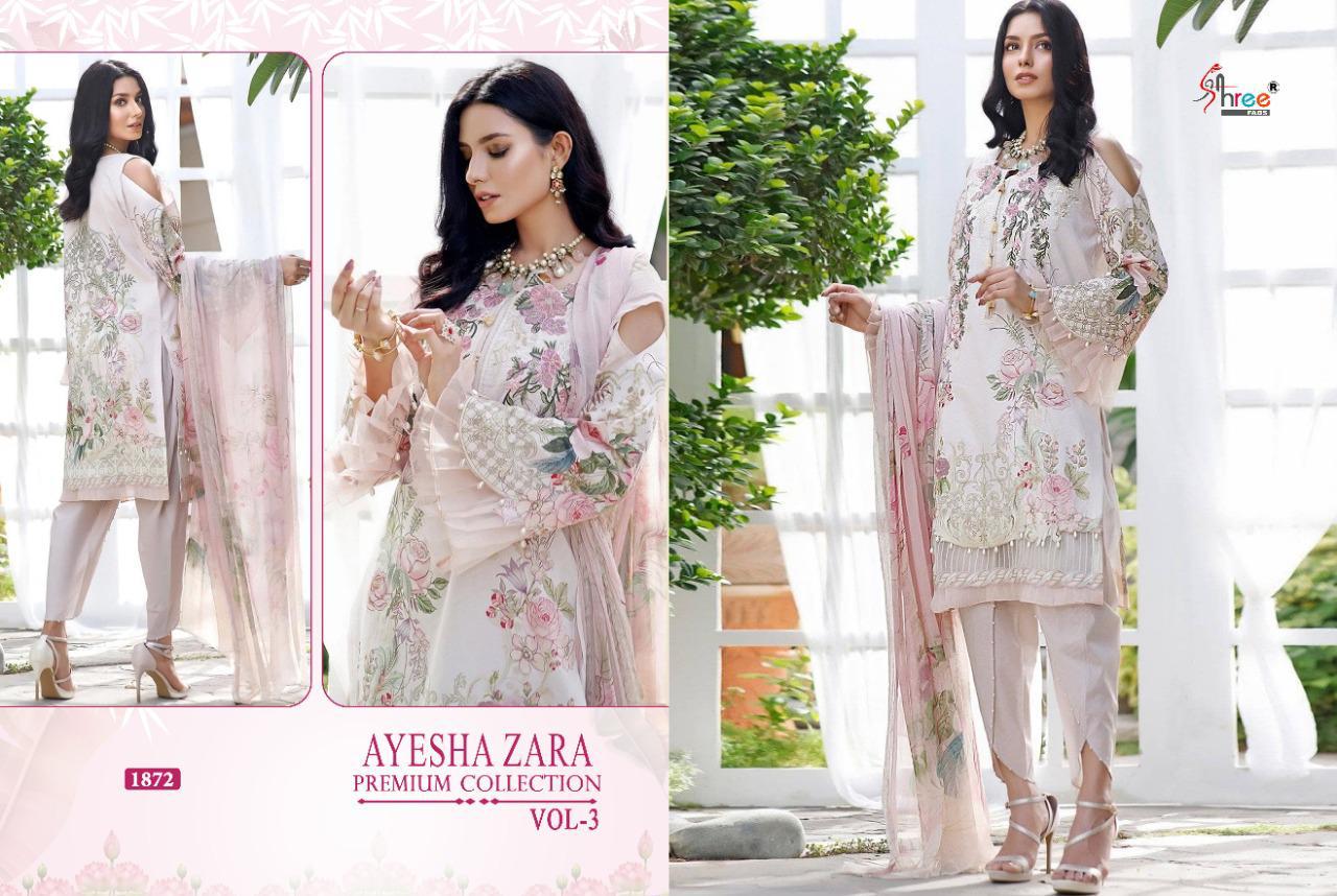 shree fab ayesha zara premium collection vol 3 cotton elegant look salwar suit siffon dupatta catalog