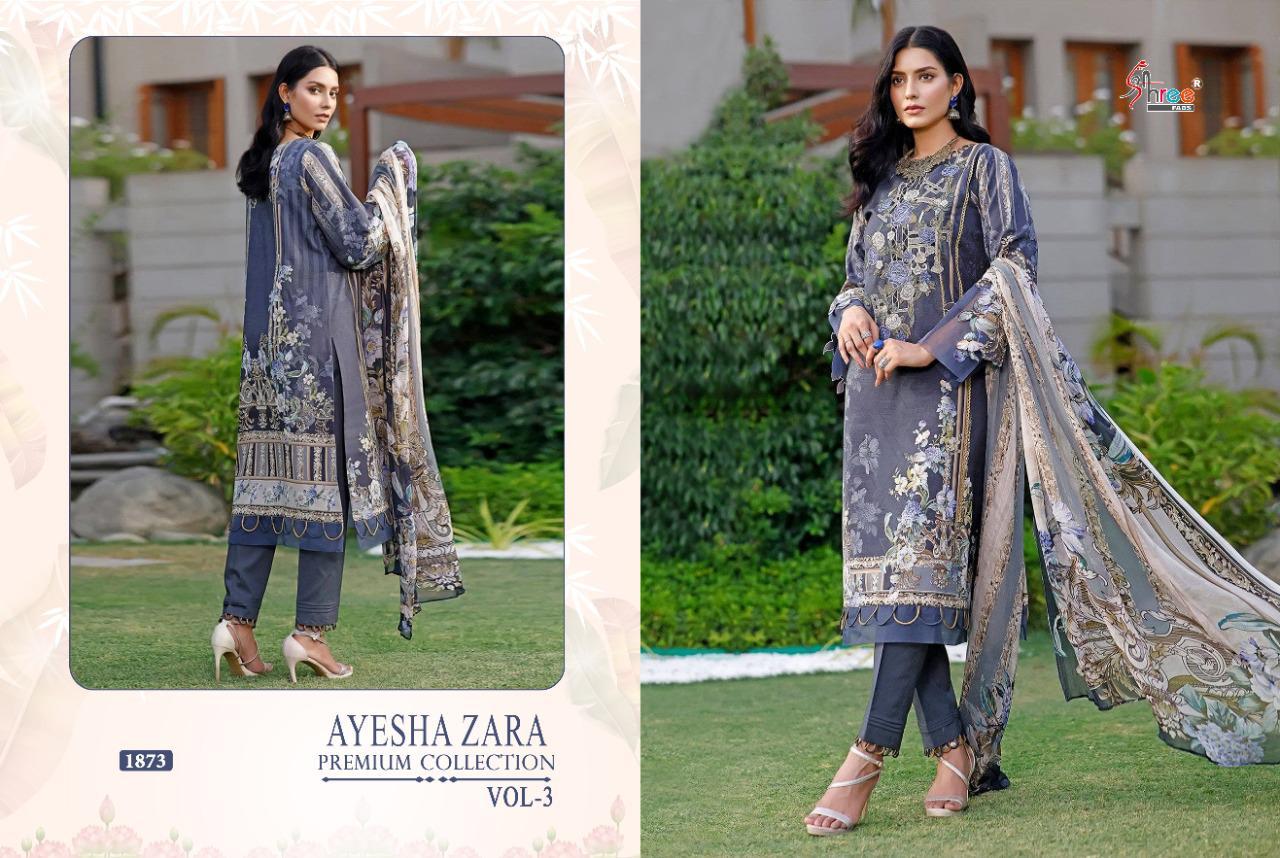 shree fab ayesha zara premium collection vol 3 cotton elegant look salwar suit siffon dupatta catalog