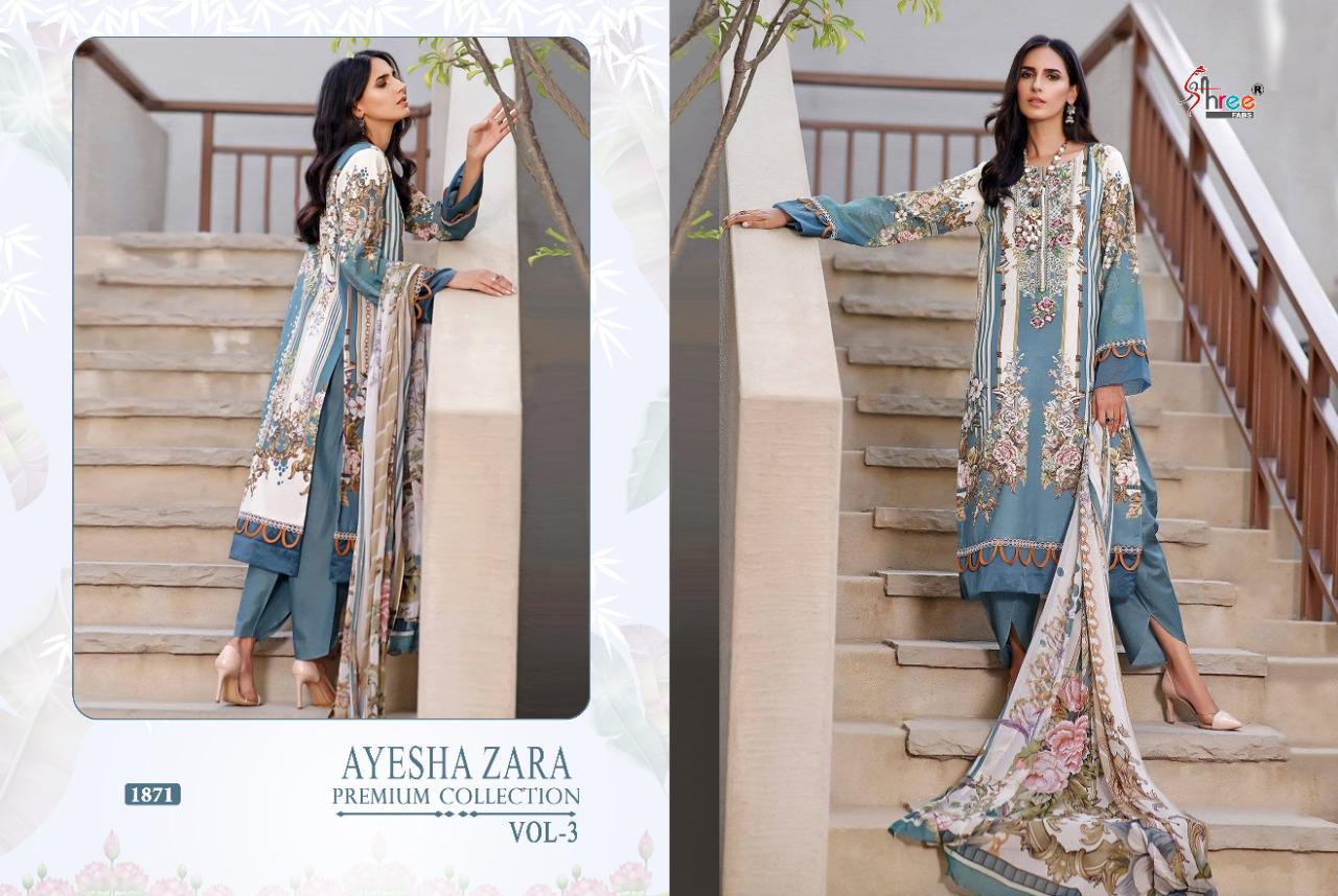 shree fab ayesha zara premium collection vol 3 cotton elegant look salwar suit siffon dupatta catalog