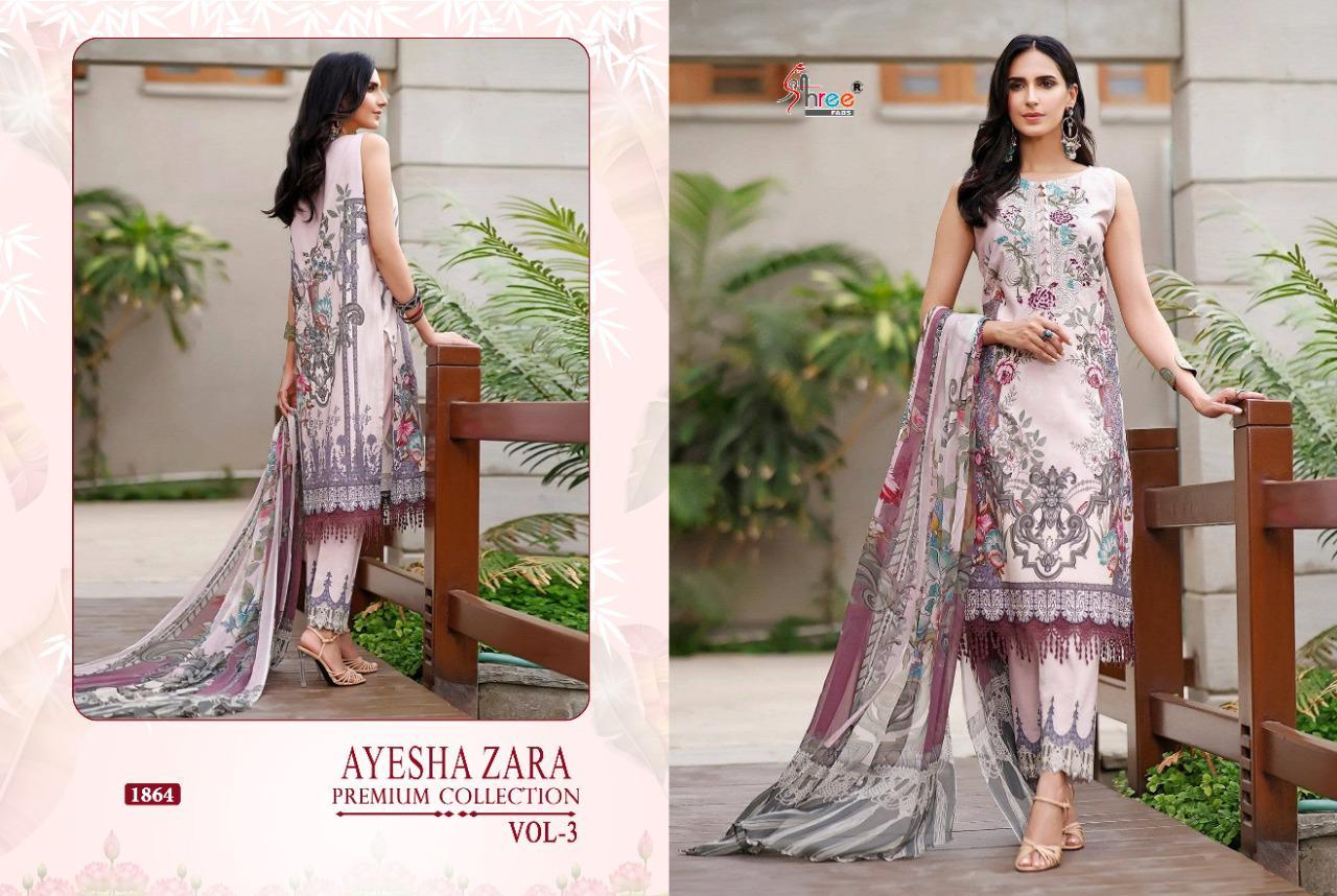 shree fab ayesha zara premium collection vol 3 cotton elegant look salwar suit siffon dupatta catalog