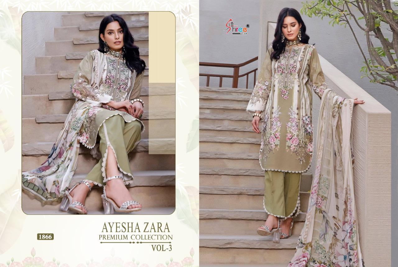 shree fab ayesha zara premium collection vol 3 cotton elegant look salwar suit siffon dupatta catalog