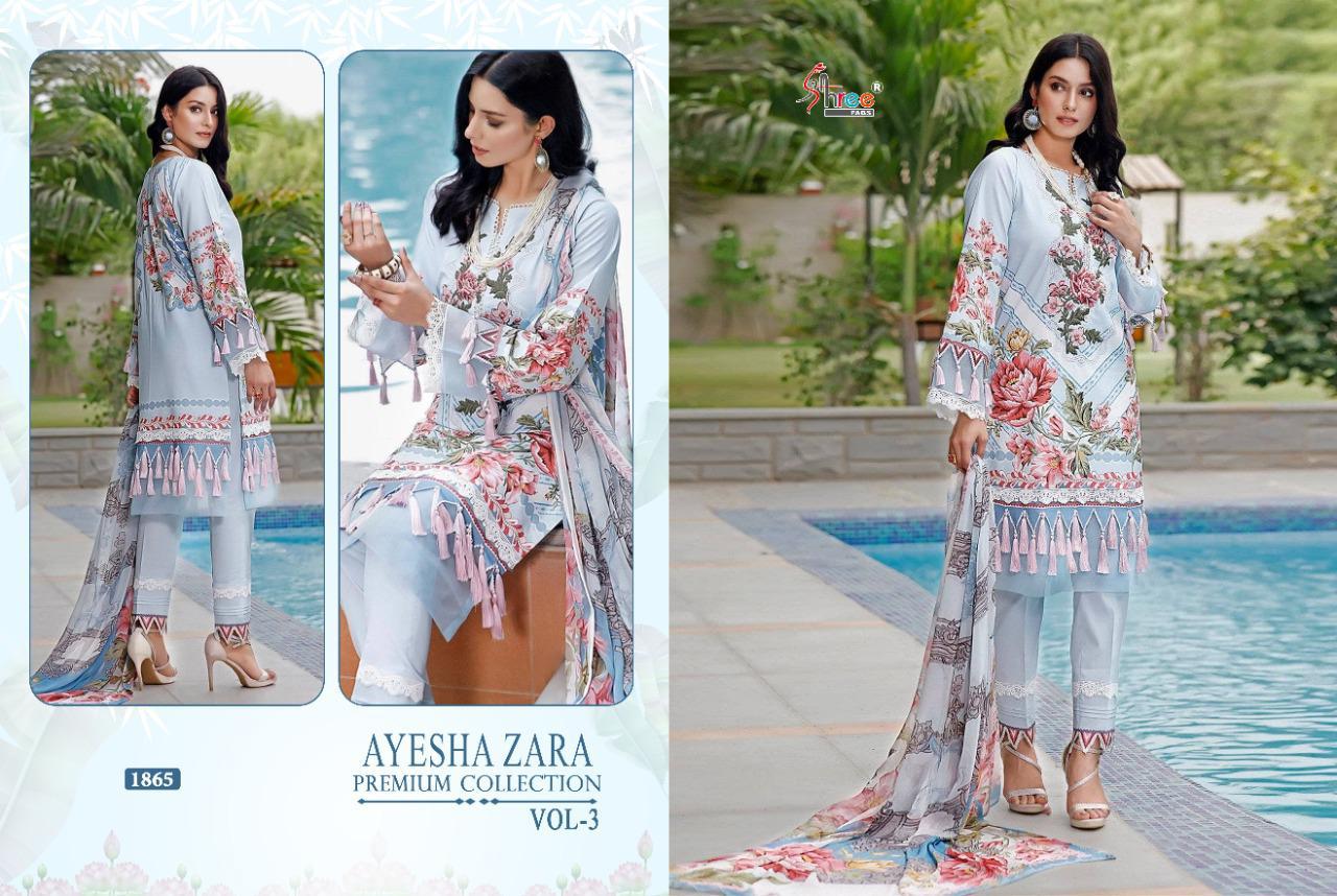 shree fab ayesha zara premium collection vol 3 cotton elegant look salwar suit siffon dupatta catalog