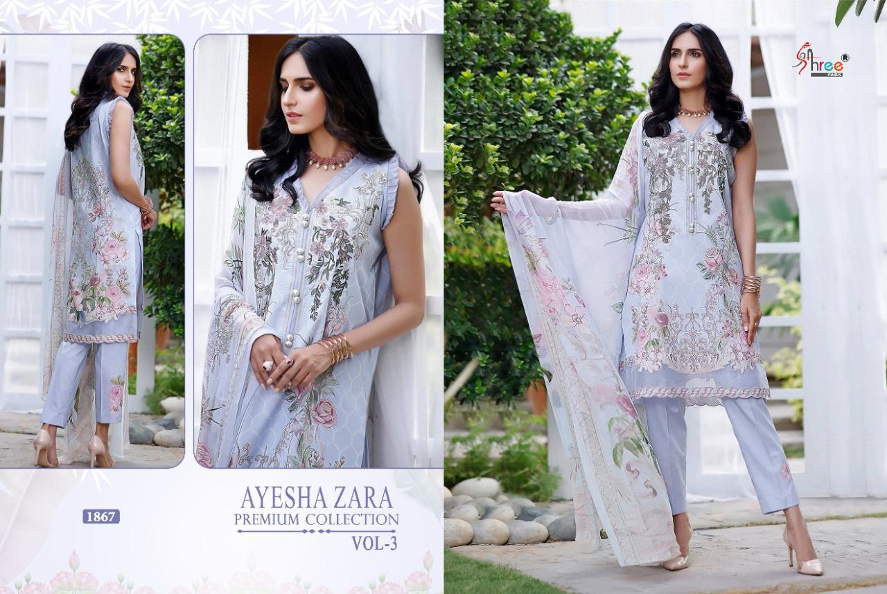 shree fab ayesha zara premium collection vol 3 cotton elegant look salwar suit siffon dupatta catalog