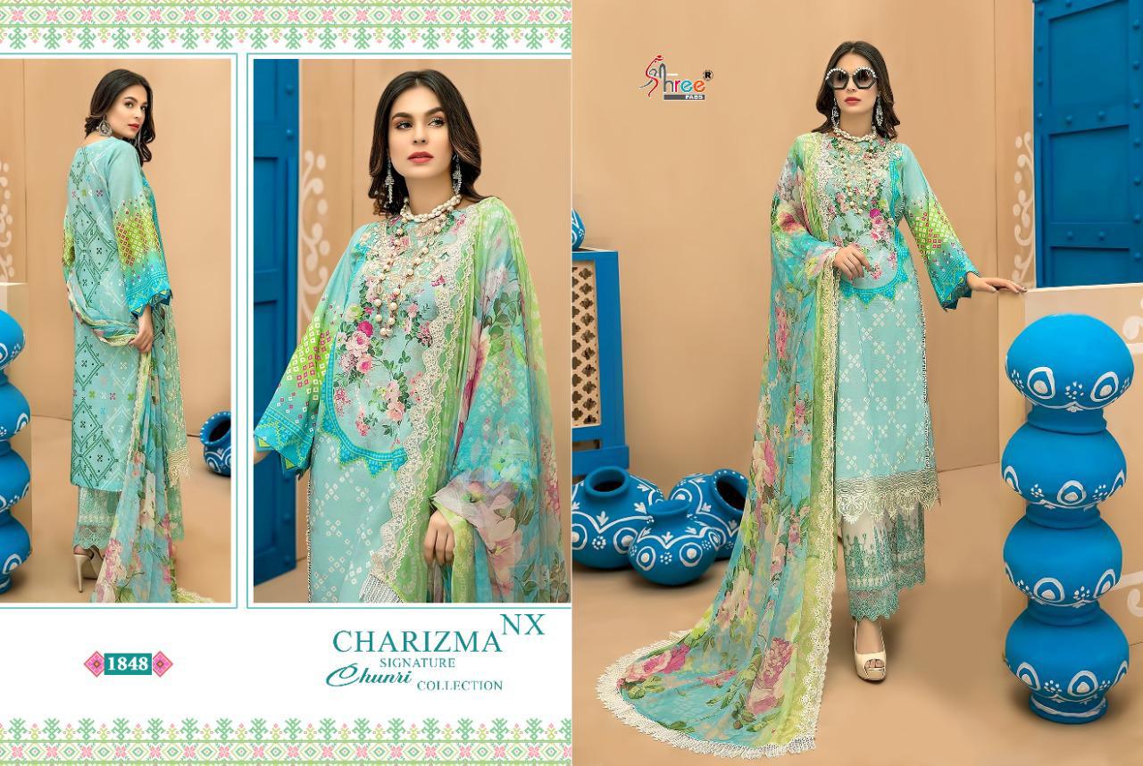 shree fab charisma signature chunari collection nx cotton elegant look salwar suit silver dupatta catalog