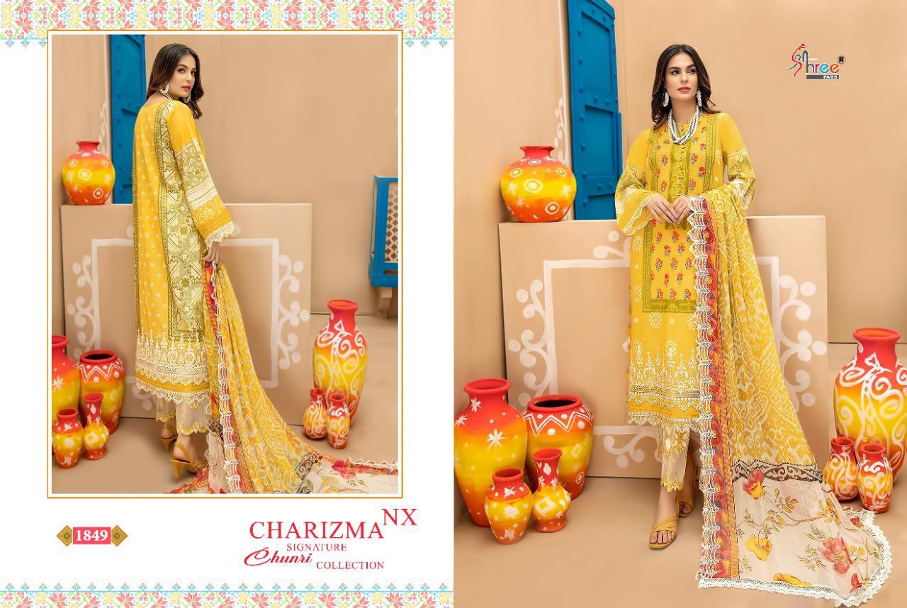 shree fab charisma signature chunari collection nx cotton elegant look salwar suit silver dupatta catalog