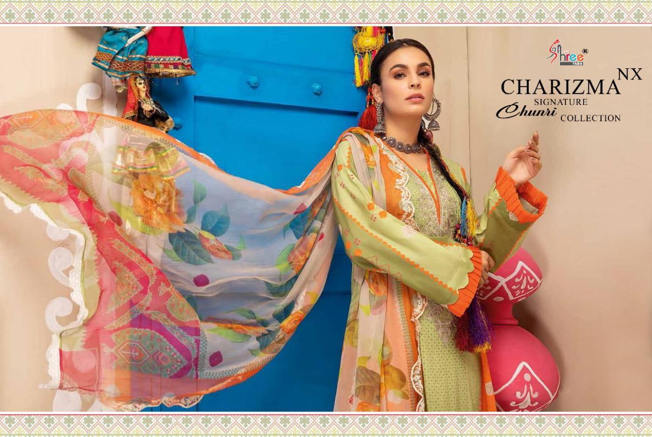 shree fab charisma signature chunari collection nx cotton elegant look salwar suit silver dupatta catalog