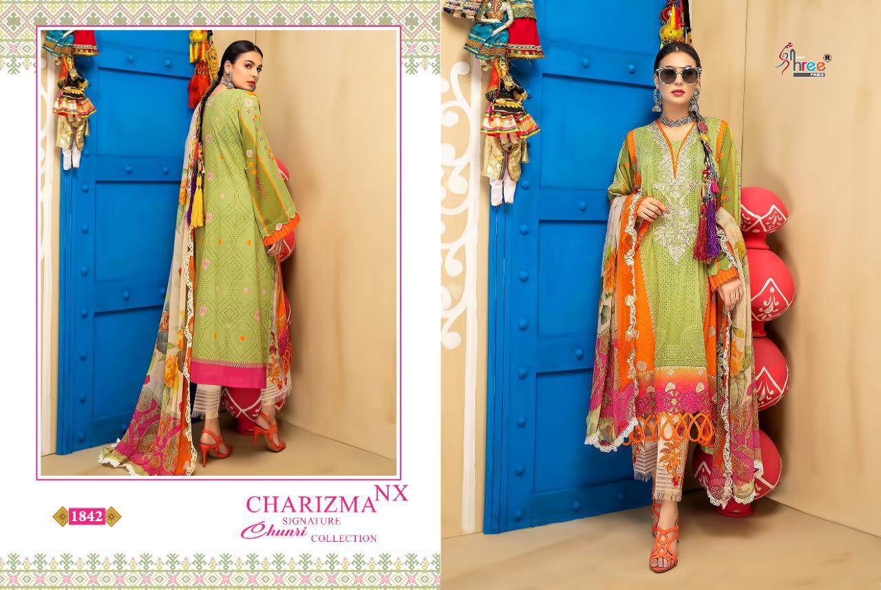 shree fab charisma signature chunari collection nx cotton elegant look salwar suit silver dupatta catalog