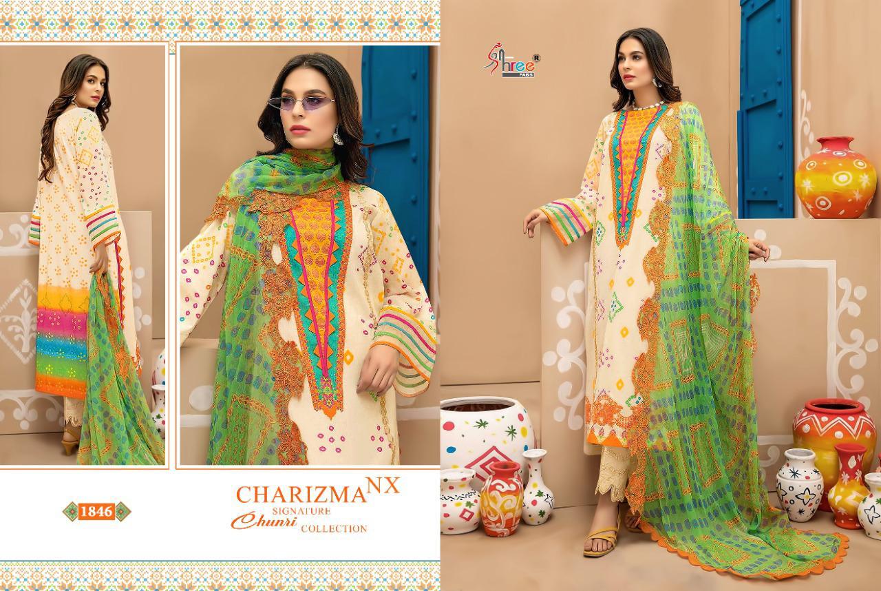 shree fab charisma signature chunari collection nx cotton elegant look salwar suit silver dupatta catalog