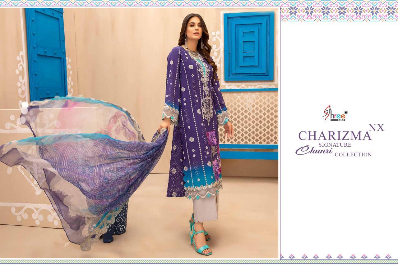 shree fab charisma signature chunari collection nx cotton elegant look salwar suit silver dupatta catalog