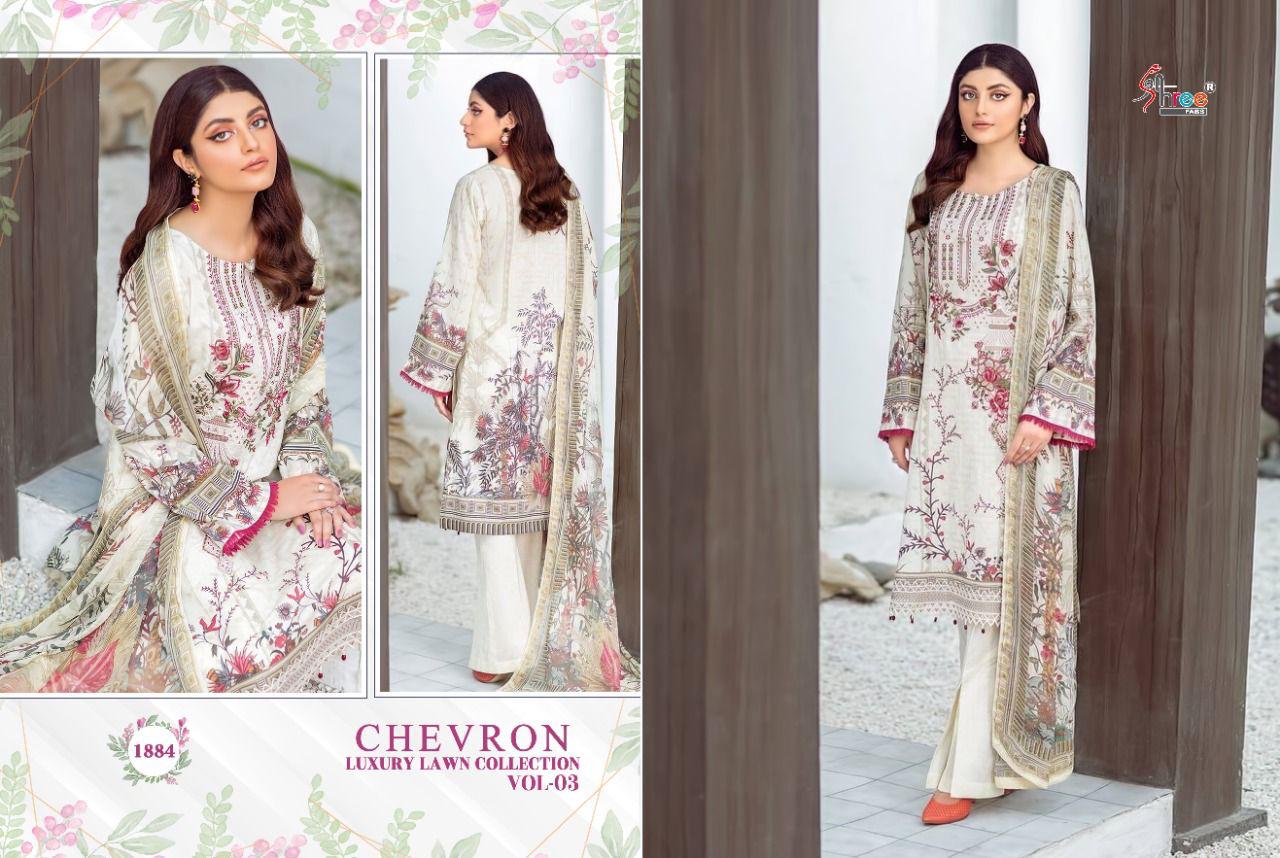 shree fab chevron luxury lawn collection vol 03 innovative look salwar suit with cotton  dupatta catalog