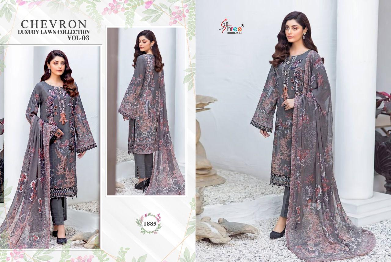 shree fab chevron luxury lawn collection vol 03 innovative look salwar suit with cotton  dupatta catalog