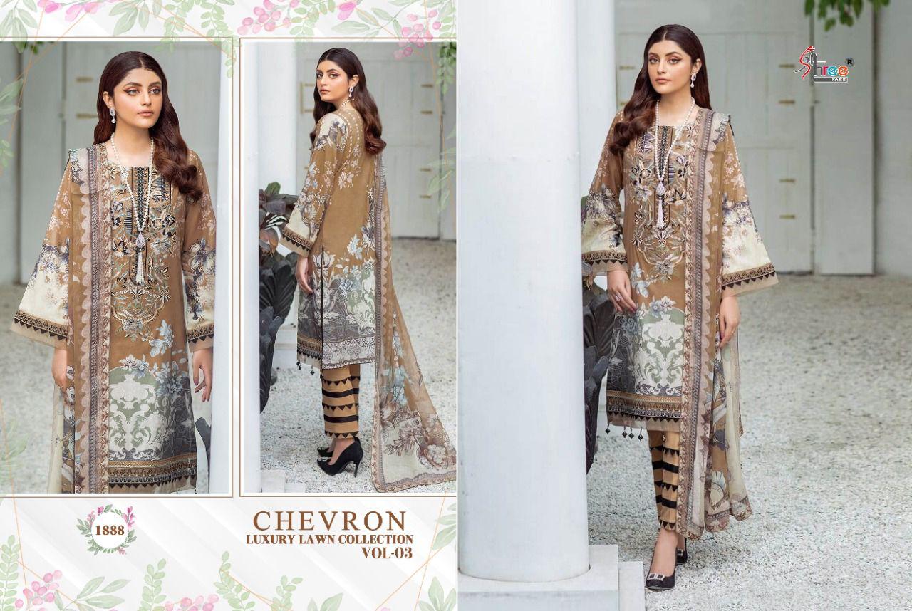 shree fab chevron luxury lawn collection vol 03 innovative look salwar suit with cotton  dupatta catalog