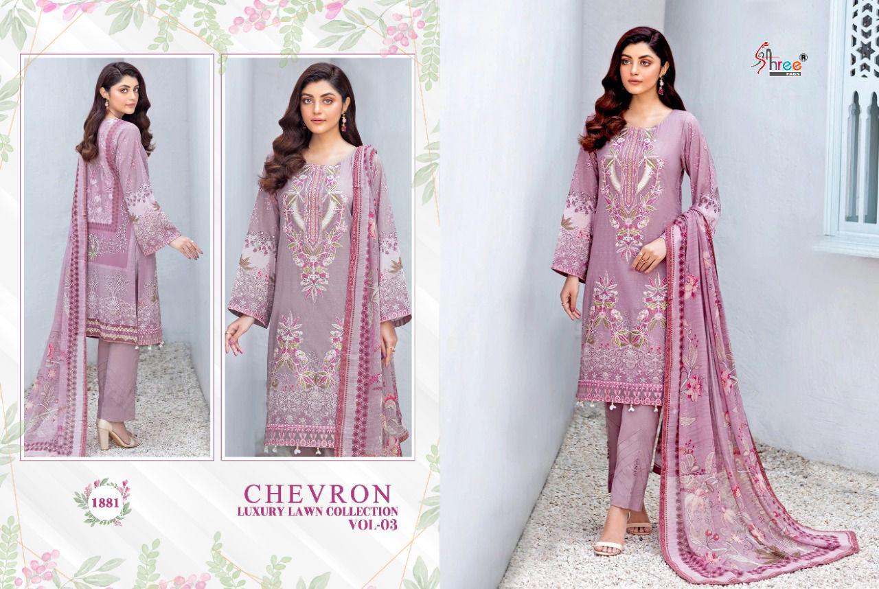 shree fab chevron luxury lawn collection vol 03 innovative look salwar suit with cotton  dupatta catalog