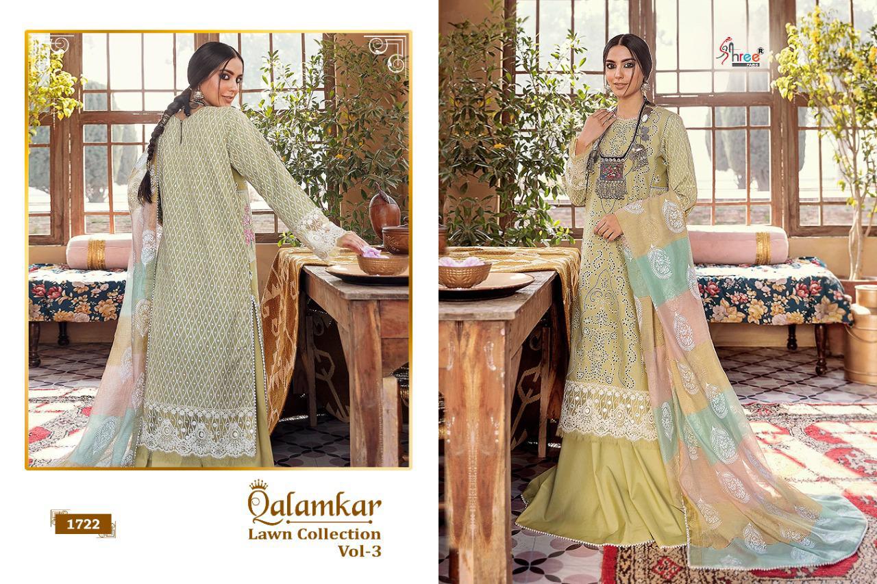 shree fab qalamkar lawn collection vol 3  lawn decent embroidary look salwar suit catalog