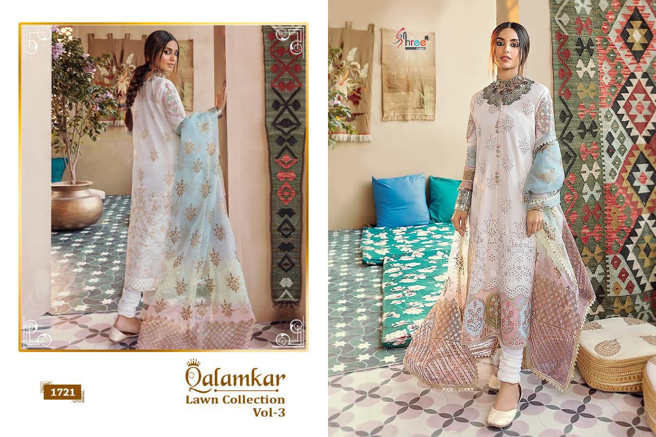 shree fab qalamkar lawn collection vol 3  lawn decent embroidary look salwar suit catalog