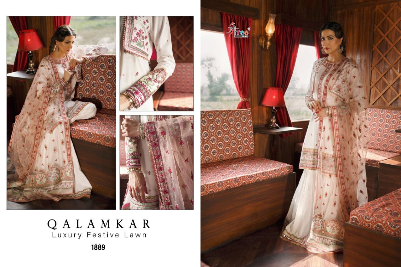 shree fab qalamkar luxury festiwal lawn pure lawn authentic fabrics salwar suit catalog