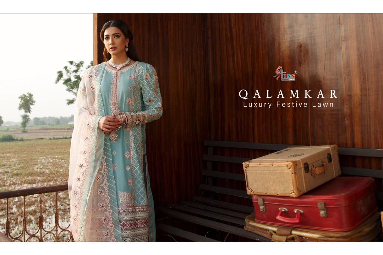 shree fab qalamkar luxury festiwal lawn pure lawn authentic fabrics salwar suit catalog