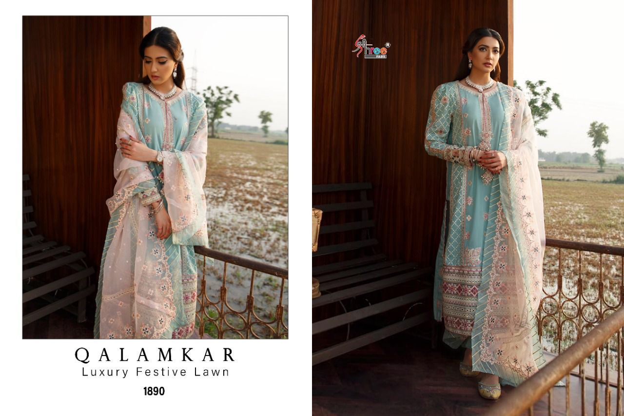 shree fab qalamkar luxury festiwal lawn pure lawn authentic fabrics salwar suit catalog