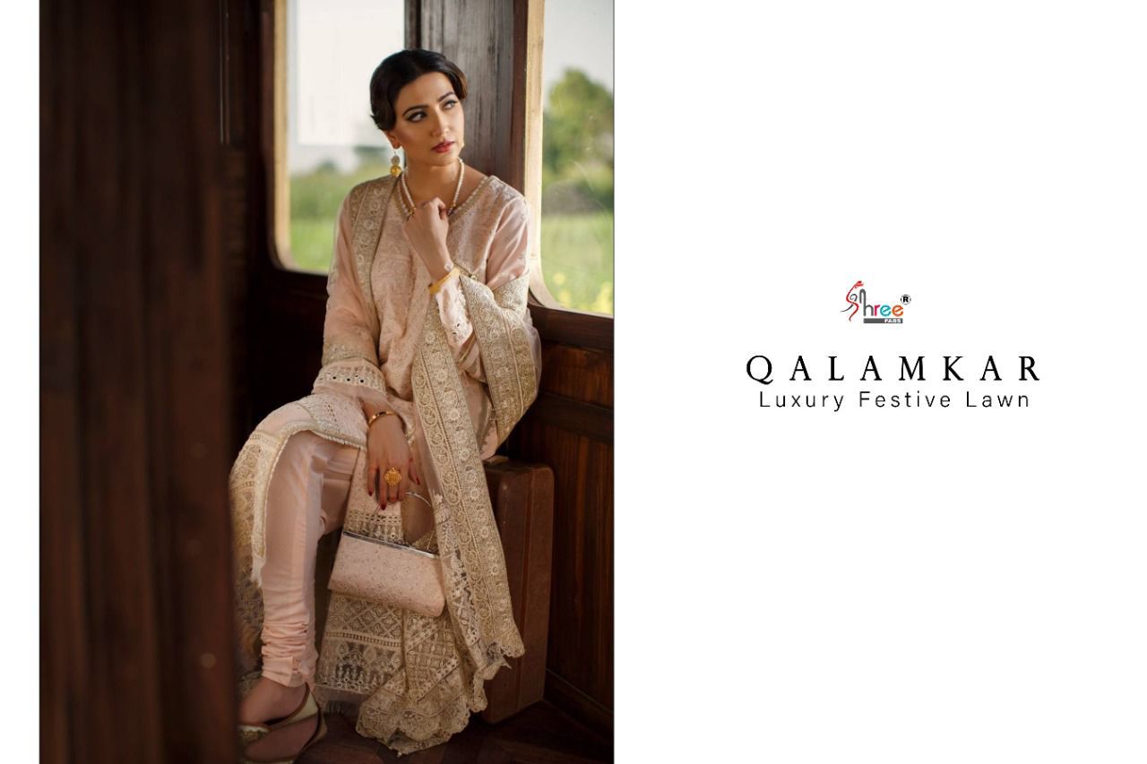 shree fab qalamkar luxury festiwal lawn pure lawn authentic fabrics salwar suit catalog