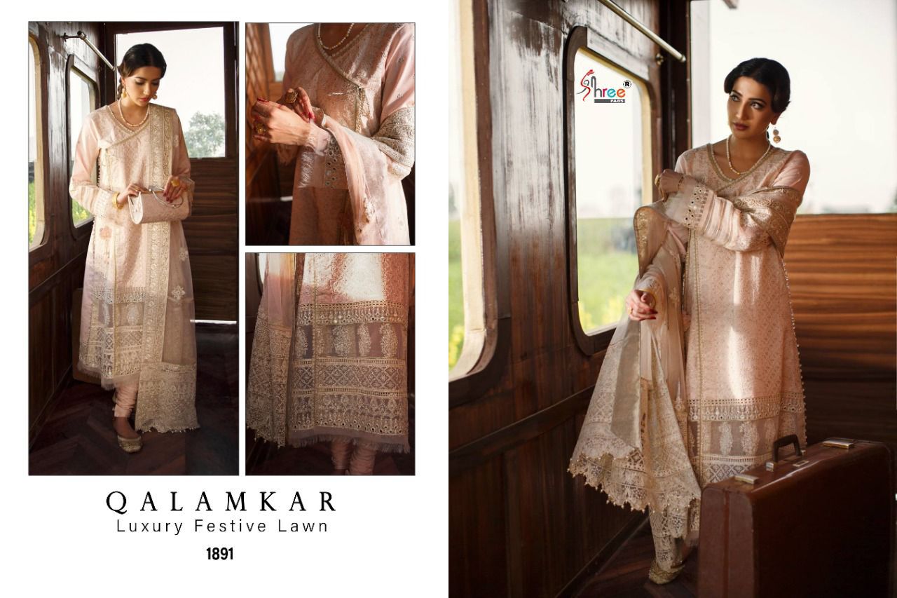 shree fab qalamkar luxury festiwal lawn pure lawn authentic fabrics salwar suit catalog