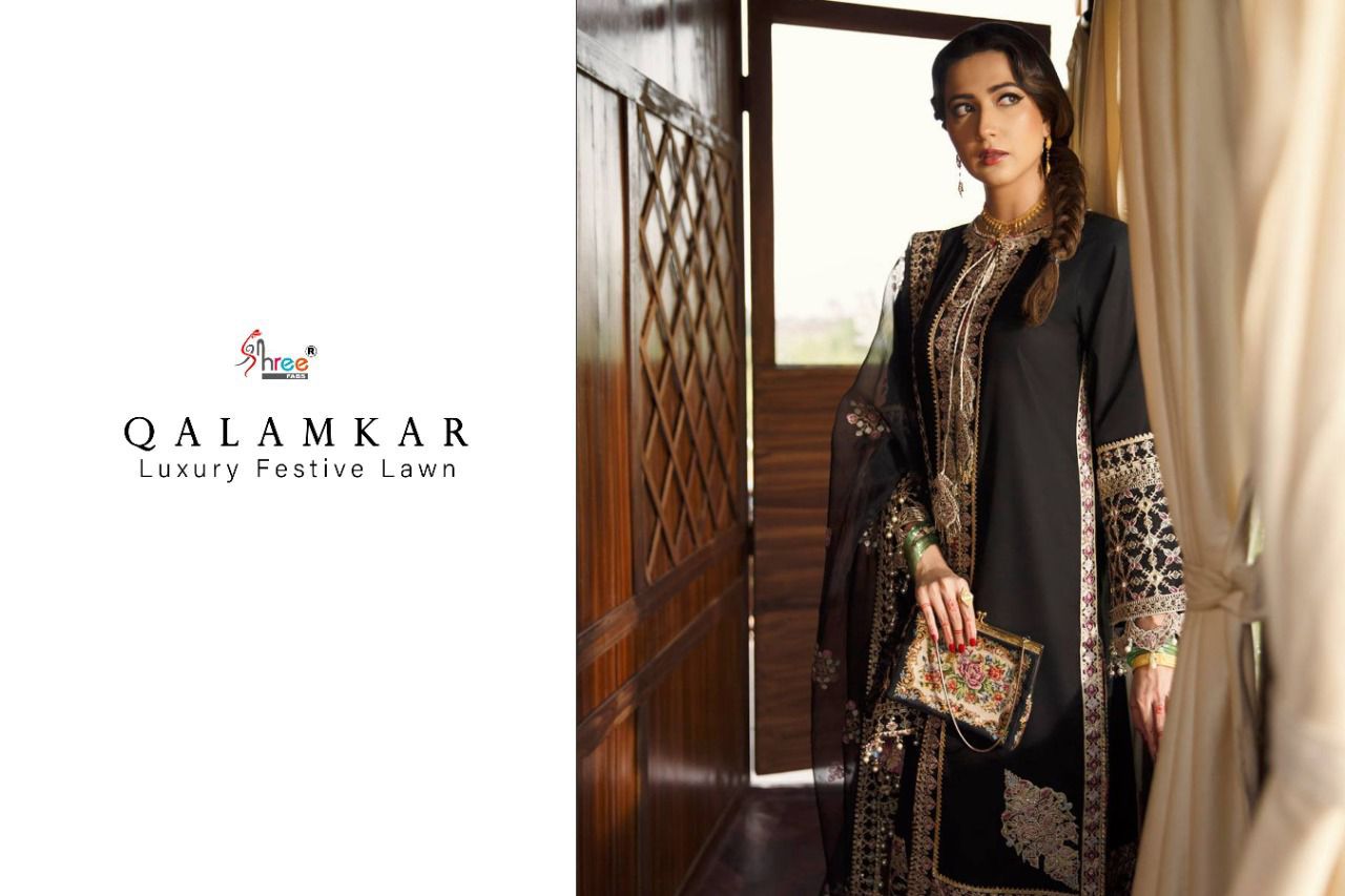 shree fab qalamkar luxury festiwal lawn pure lawn authentic fabrics salwar suit catalog