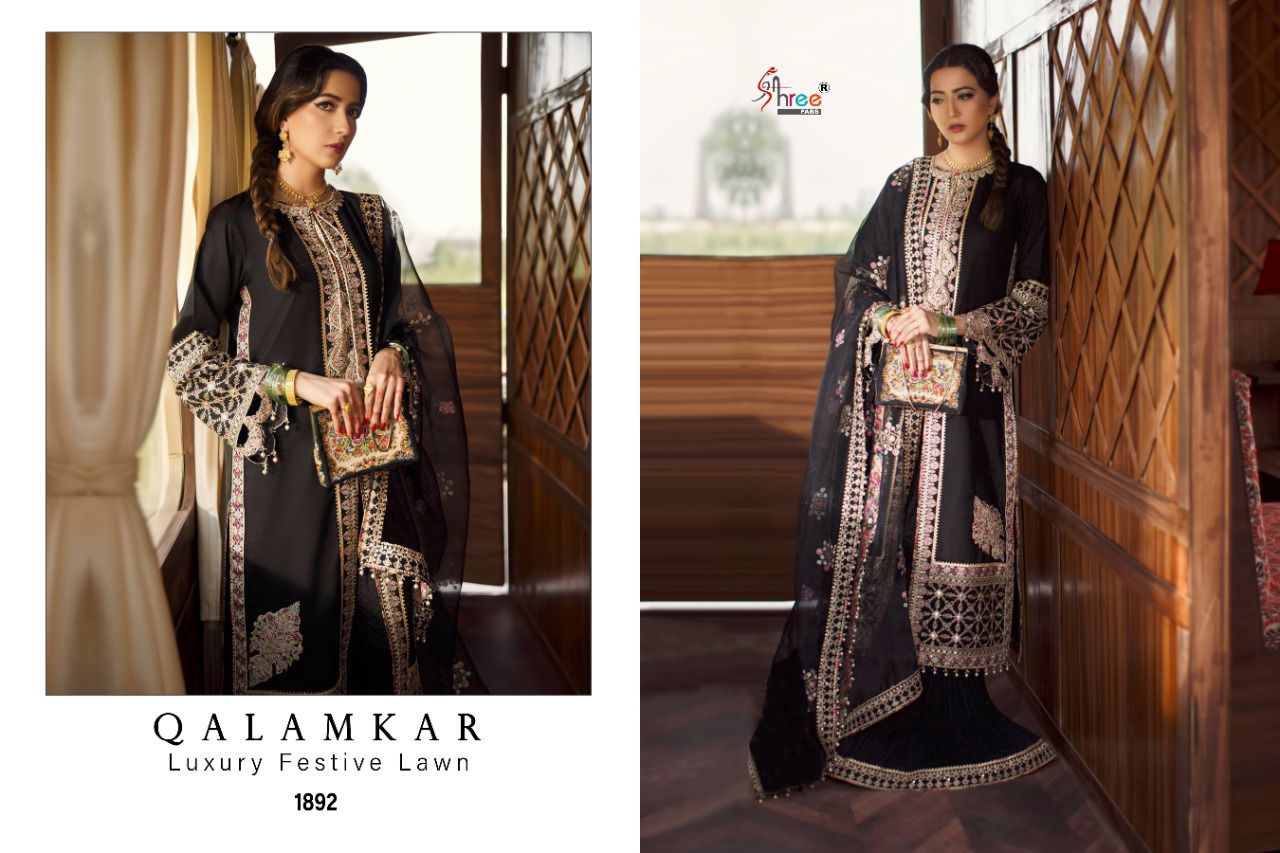 shree fab qalamkar luxury festiwal lawn pure lawn authentic fabrics salwar suit catalog