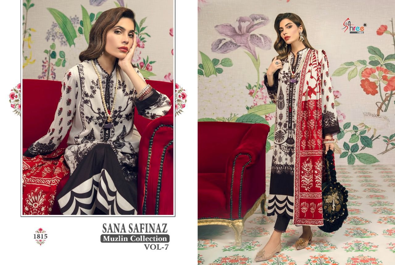 shree fab sana safinaz muzlin collection vol 7 cotton salwar suit with shiffon dupatta catalog