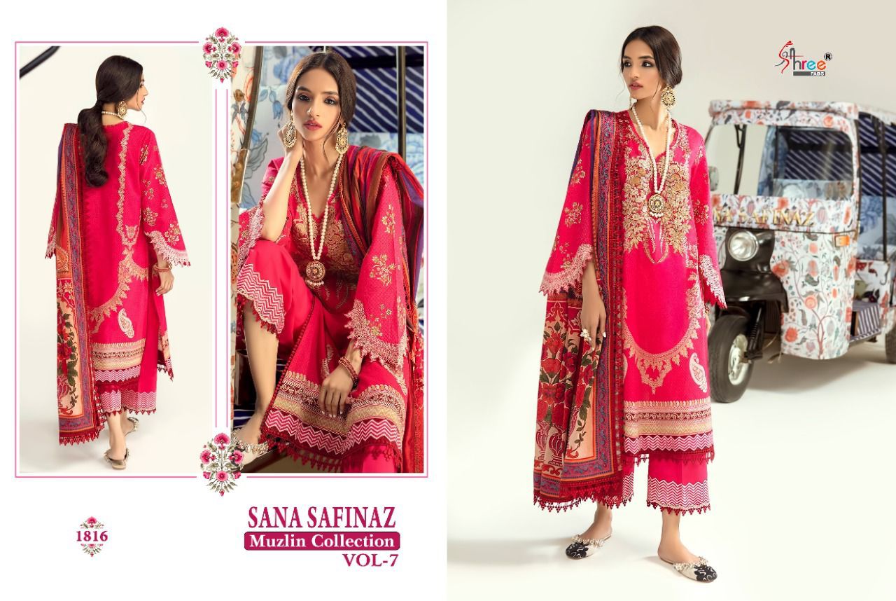 shree fab sana safinaz muzlin collection vol 7 cotton salwar suit with shiffon dupatta catalog