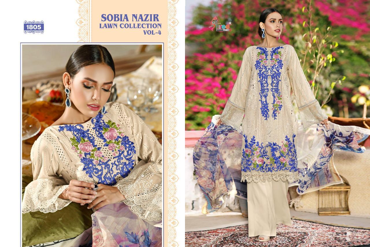 shree fab Sobia Nazir lawn collection vol 4 pure lawn cotton innovative look salwar suit  catalog