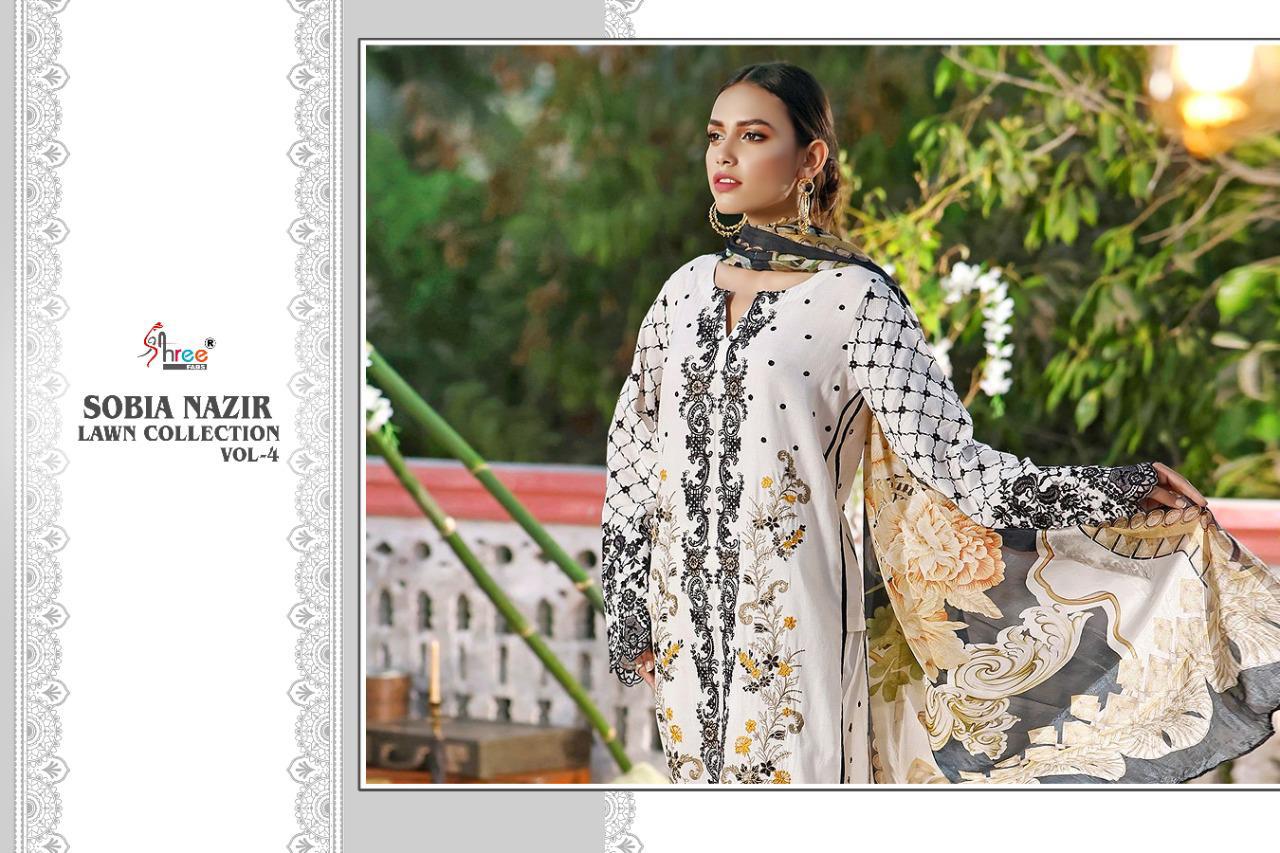 shree fab Sobia Nazir lawn collection vol 4 pure lawn cotton innovative look salwar suit  catalog