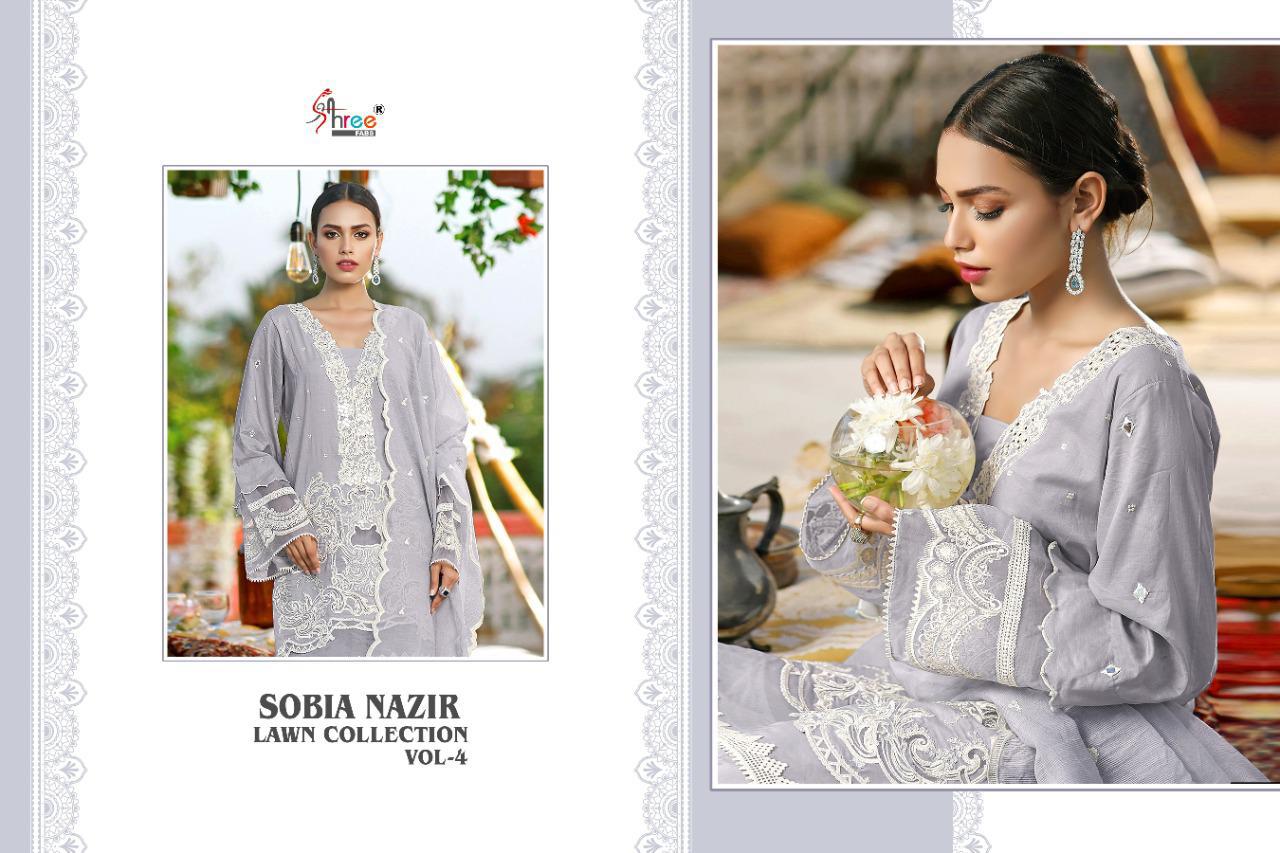 shree fab Sobia Nazir lawn collection vol 4 pure lawn cotton innovative look salwar suit  catalog