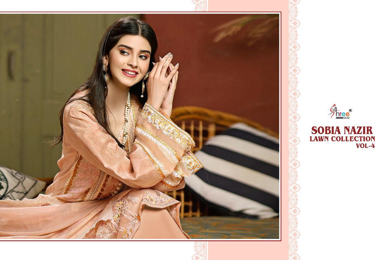 shree fab Sobia Nazir lawn collection vol 4 pure lawn cotton innovative look salwar suit  catalog