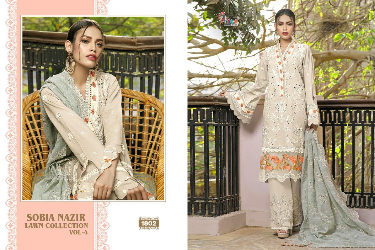 shree fab Sobia Nazir lawn collection vol 4 pure lawn cotton innovative look salwar suit  catalog