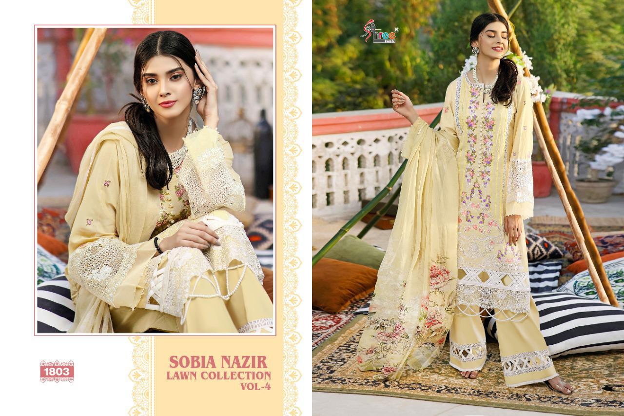 shree fab Sobia Nazir lawn collection vol 4 pure lawn cotton innovative look salwar suit  catalog