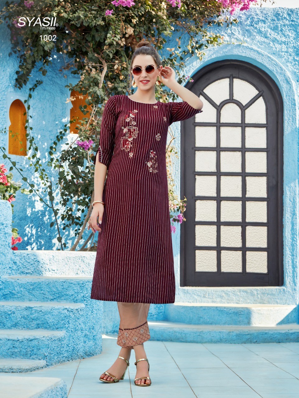 syasii Fashion Glamour viscose rayon western style kurti with pant catalog