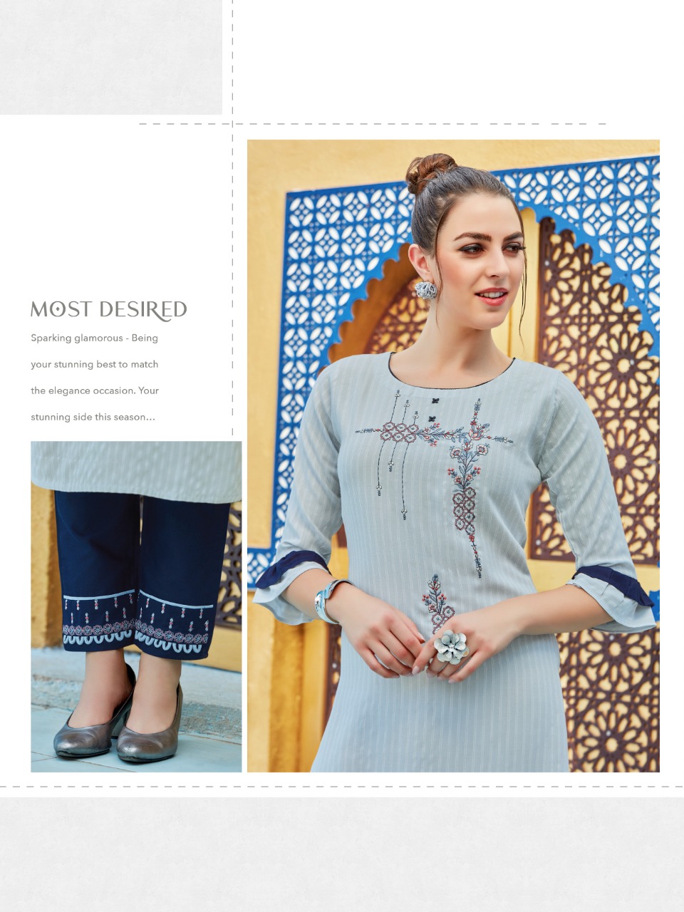 syasii Fashion Glamour viscose rayon western style kurti with pant catalog