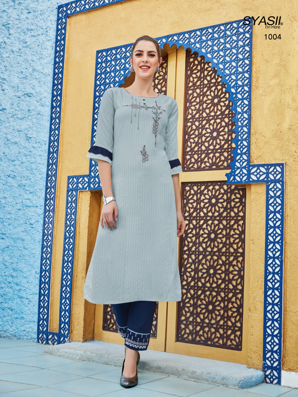 syasii Fashion Glamour viscose rayon western style kurti with pant catalog