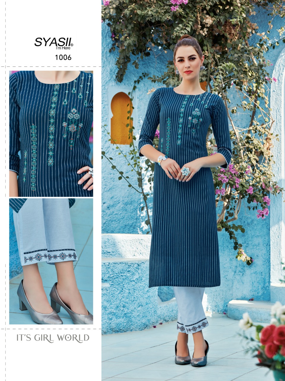 syasii Fashion Glamour viscose rayon western style kurti with pant catalog